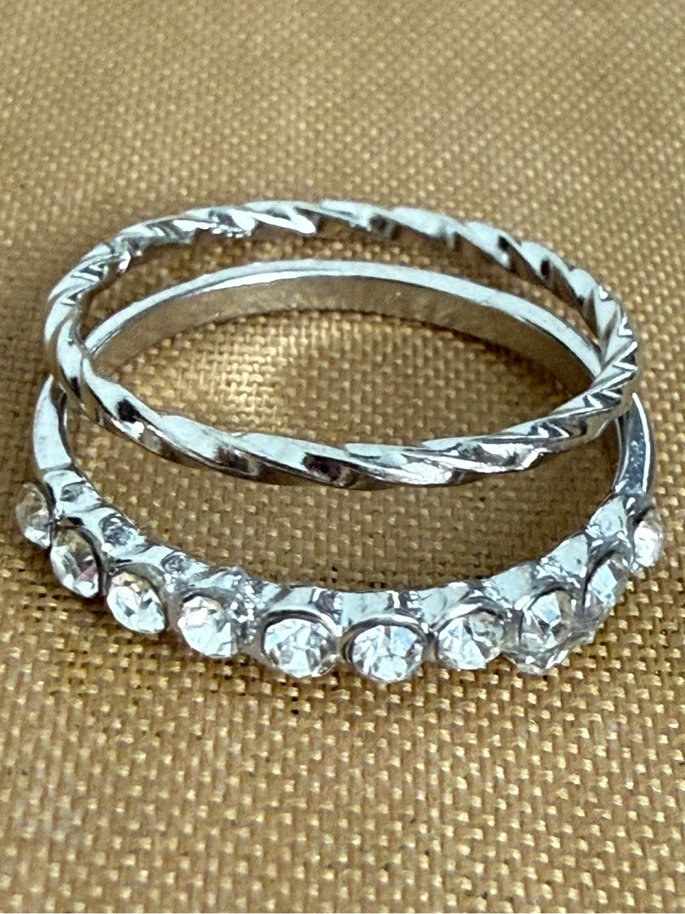 Silver Crystal Stackable Ring Set - Women's Silver Rings